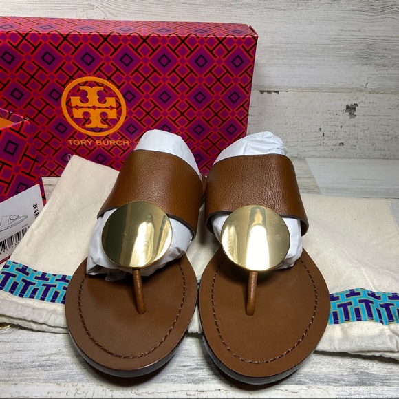 NEW Tory Burch Patos Disk Brown Sandals - Picture 2 of 8